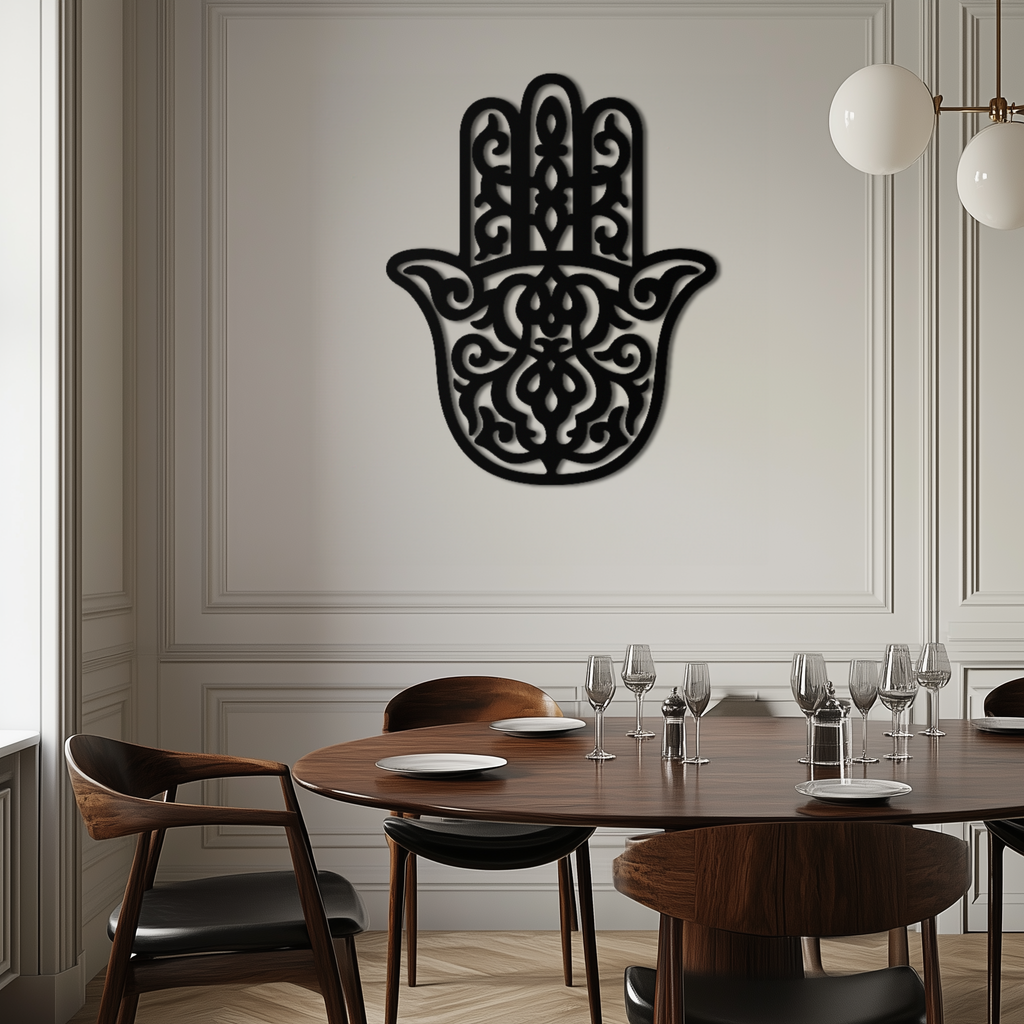 Hamsa Hand Handcrafted Metal Wall Art - Spiritual Protection Blessing Home Symbol