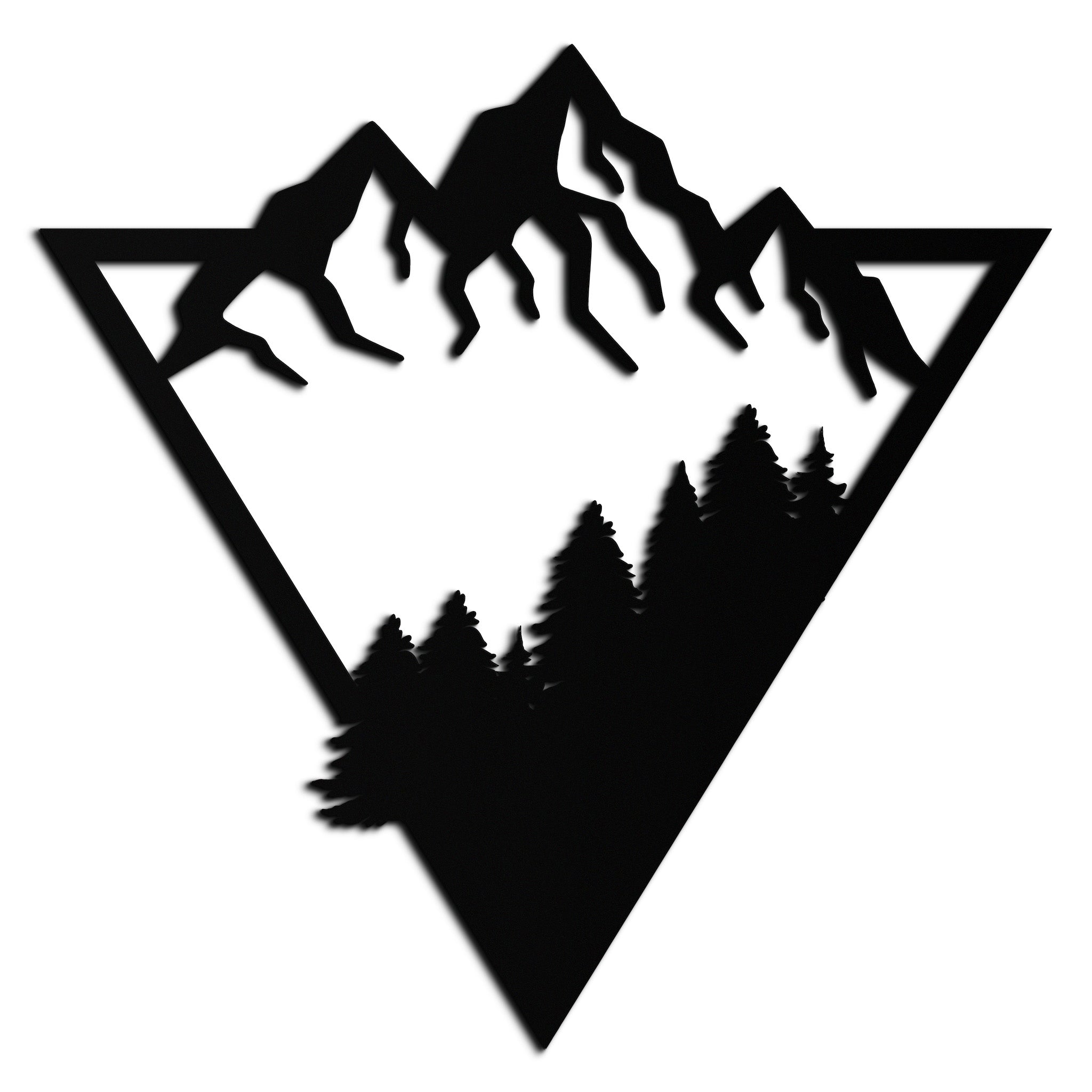 Metal Wall Art - Geometric Mountain Forest Steel 3D Silhouette