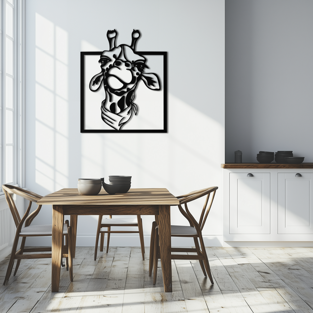 Metal Giraffe Wall Art - Playful Safari Nursery Animal Decor