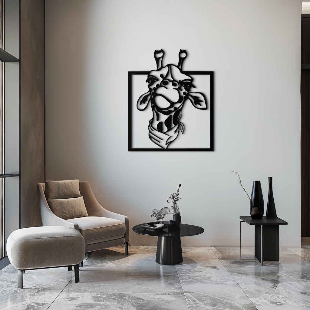 Metal Giraffe Wall Art - Playful Safari Nursery Animal Decor