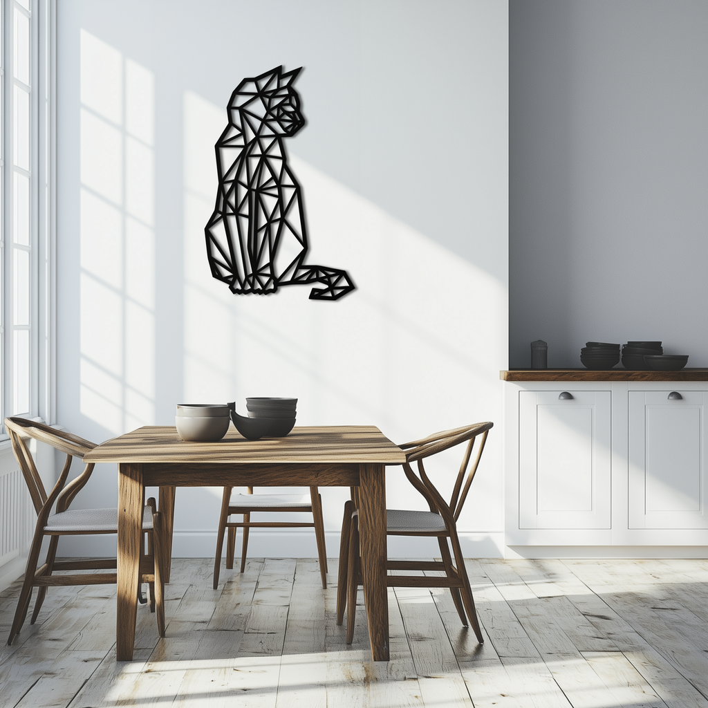 Steel Geometric Cat Wall Art - Modern Contemporary Home Decor