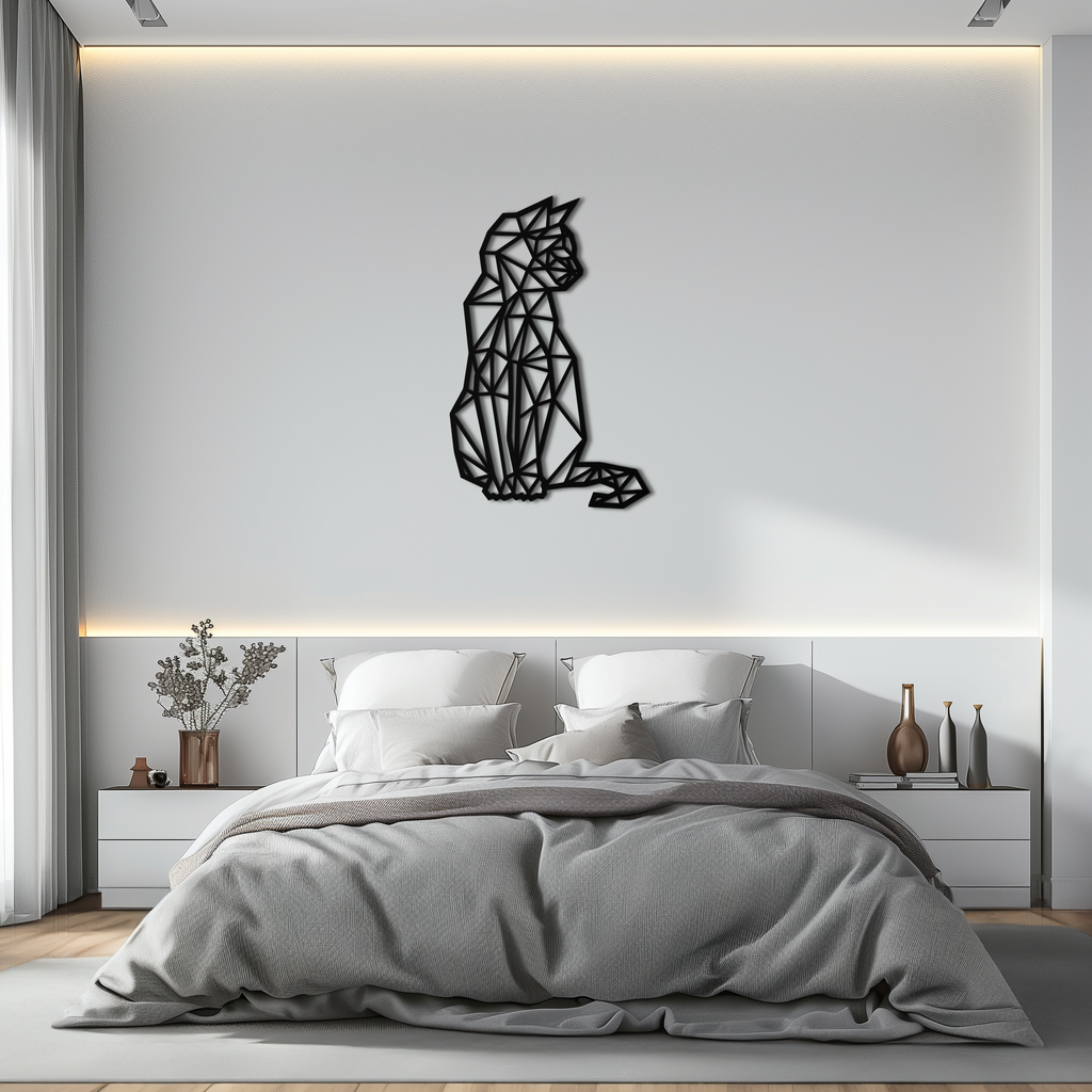 Steel Geometric Cat Wall Art - Modern Contemporary Home Decor