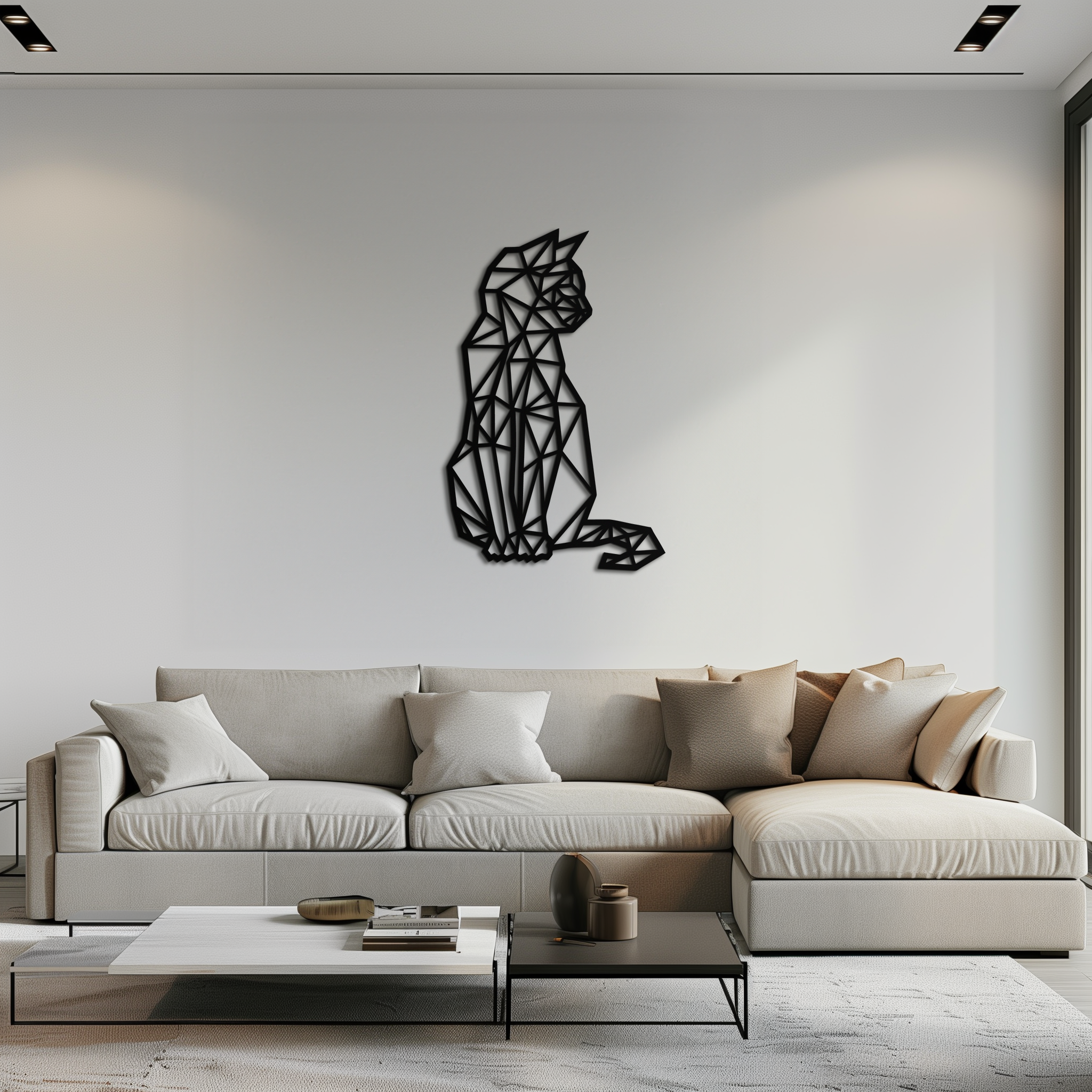 Steel Geometric Cat Wall Art - Modern Contemporary Home Decor