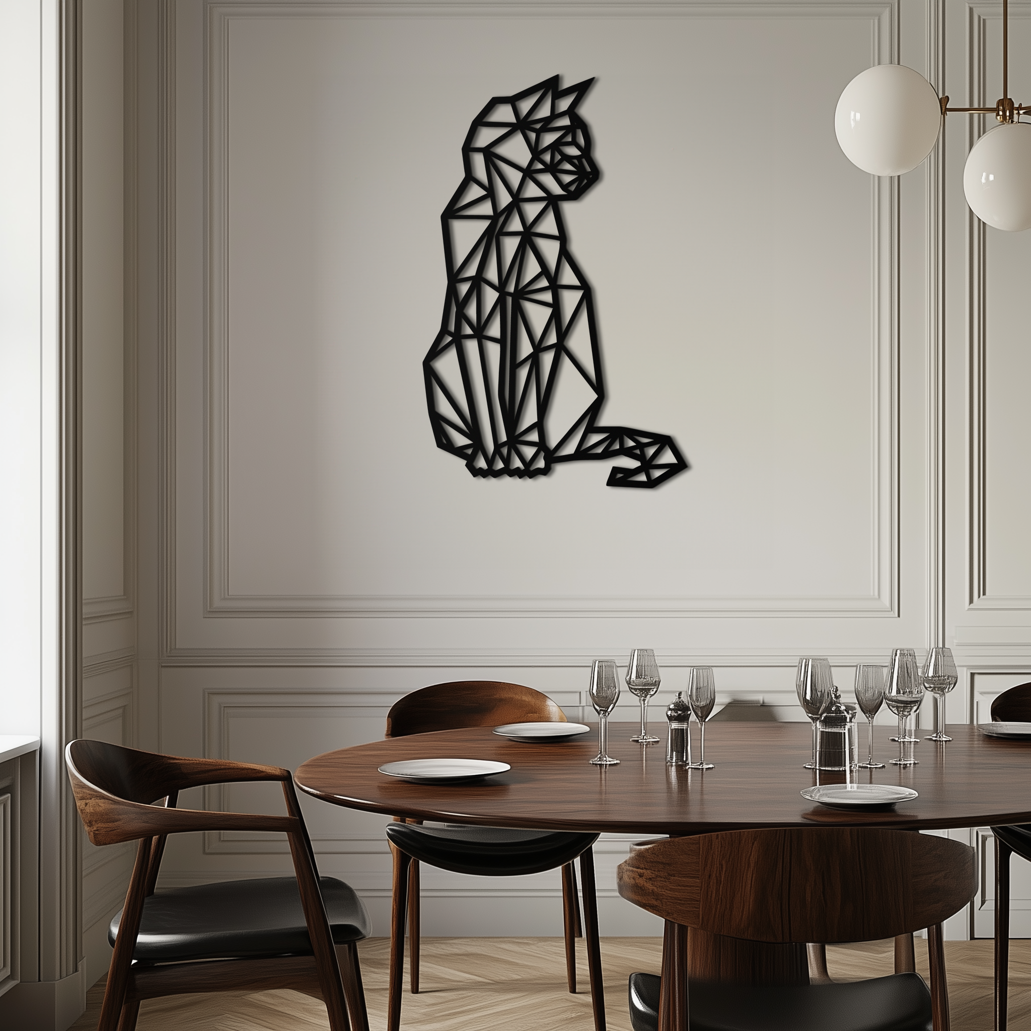 Steel Geometric Cat Wall Art - Modern Contemporary Home Decor