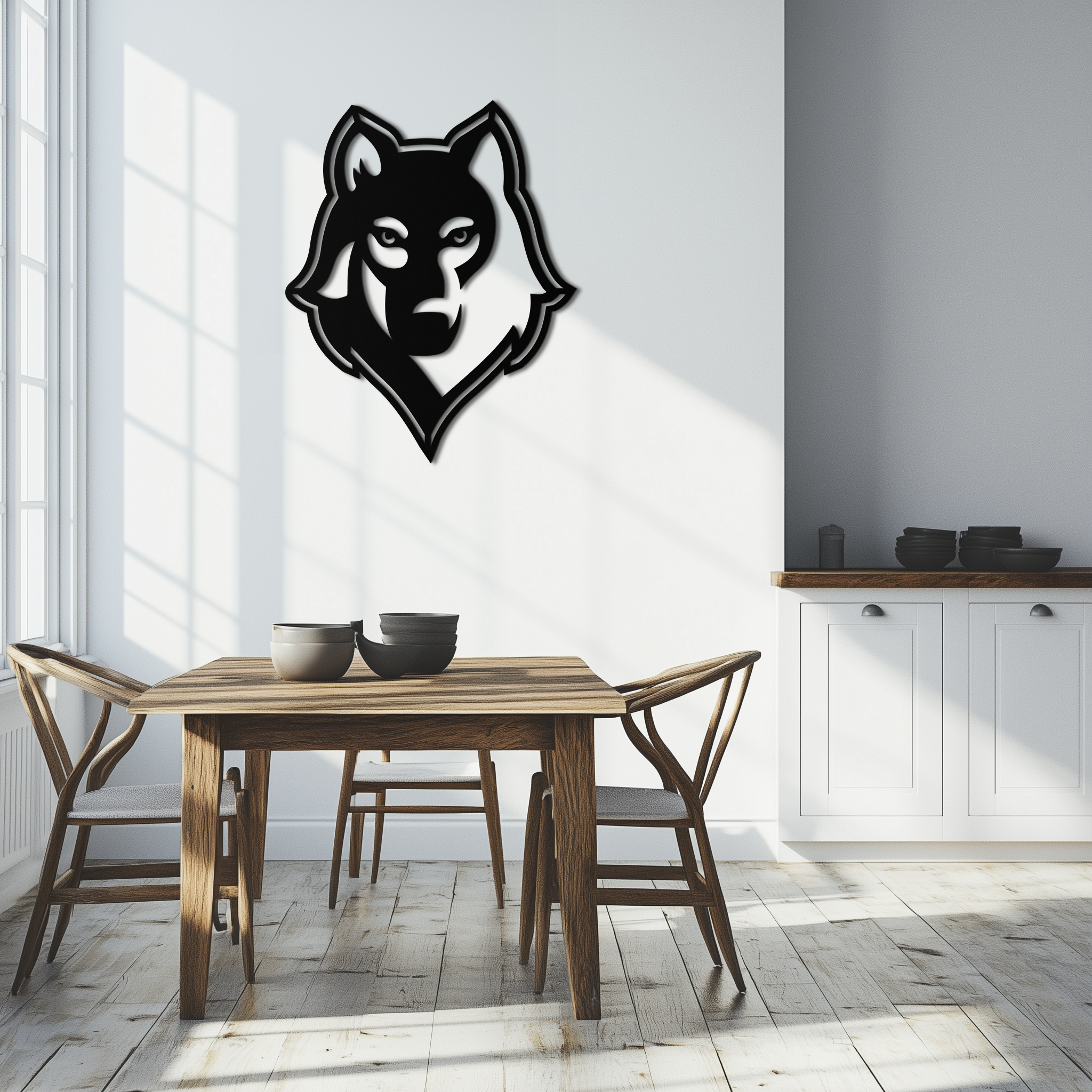 Geometric Wolf Metal Wall Art - Modern Home Decor