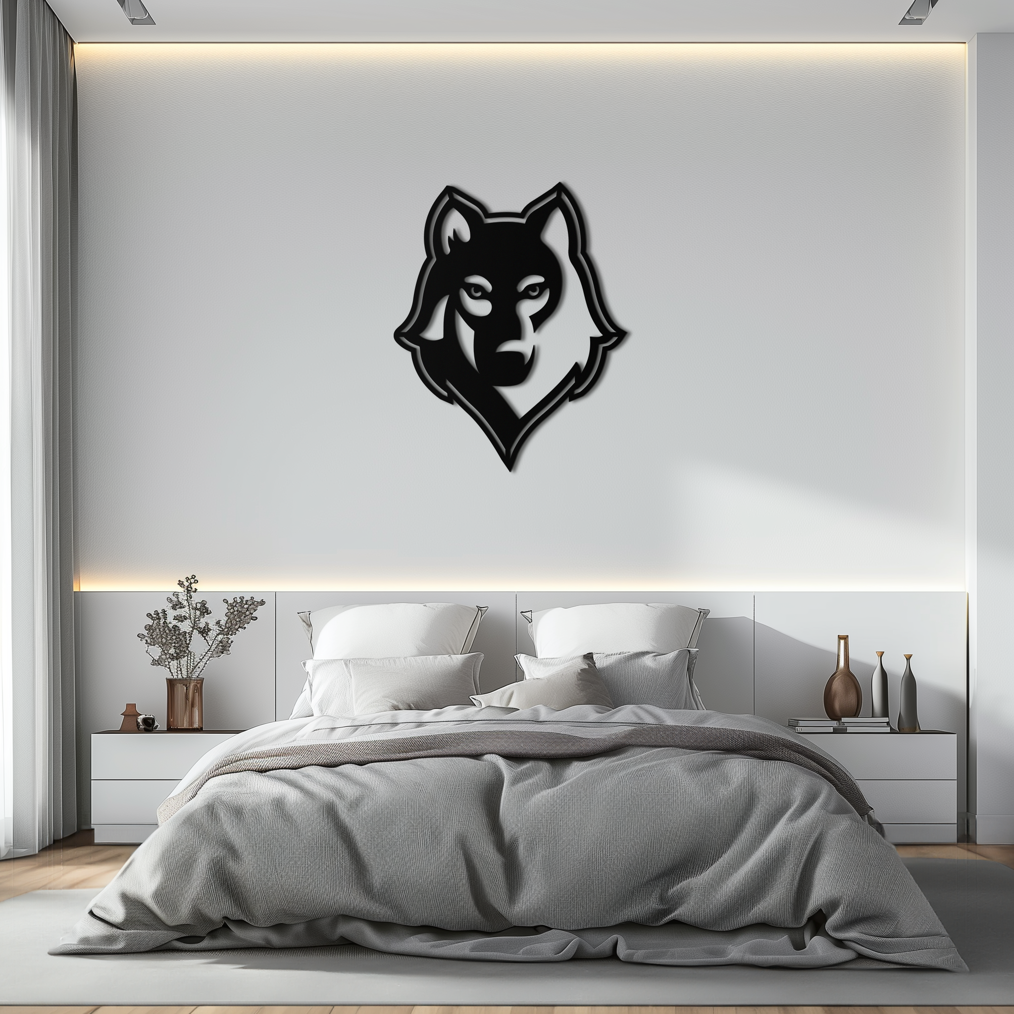 Geometric Wolf Metal Wall Art - Modern Home Decor