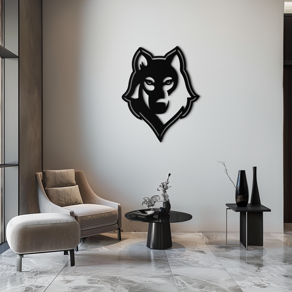 Geometric Wolf Metal Wall Art - Modern Home Decor