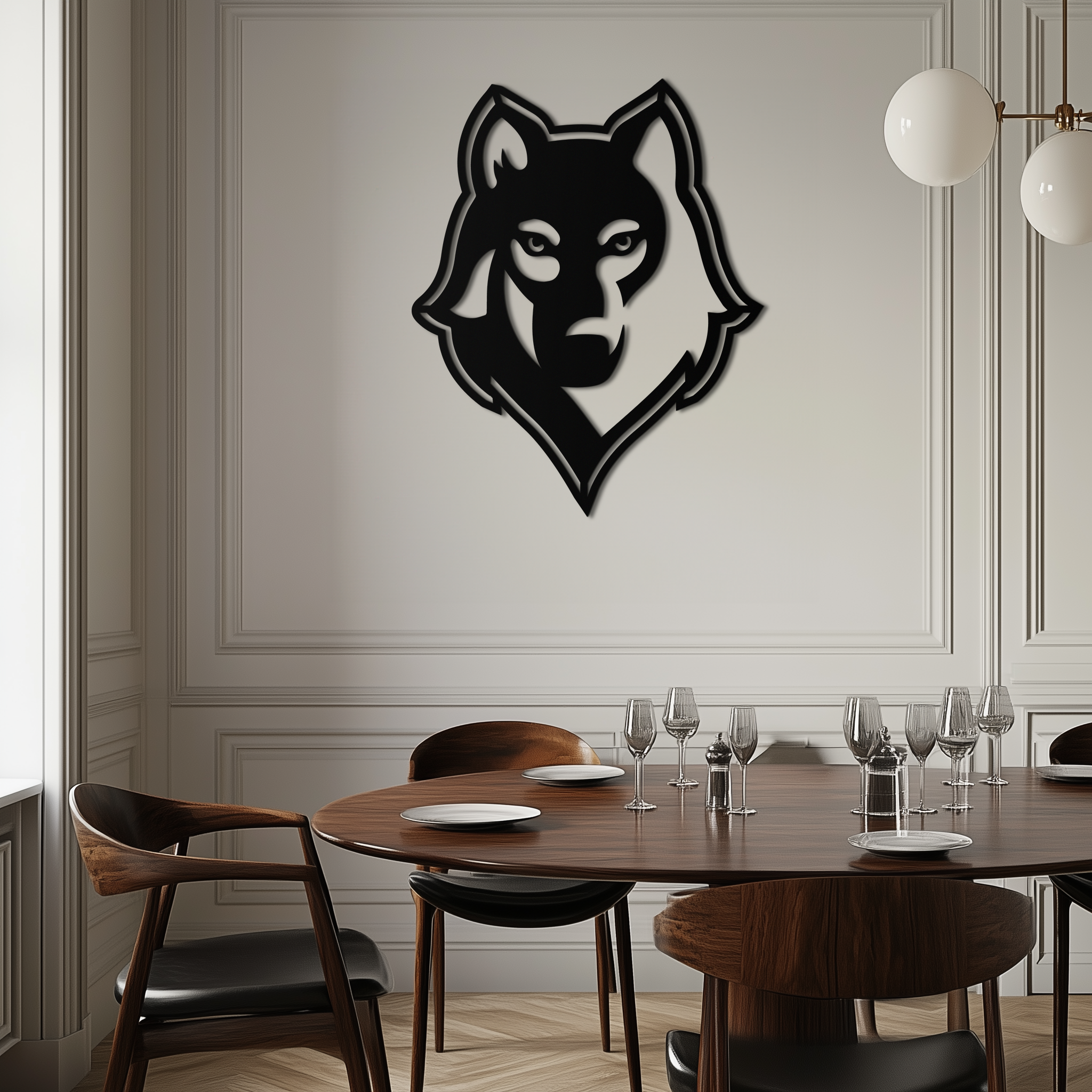 Geometric Wolf Metal Wall Art - Modern Home Decor