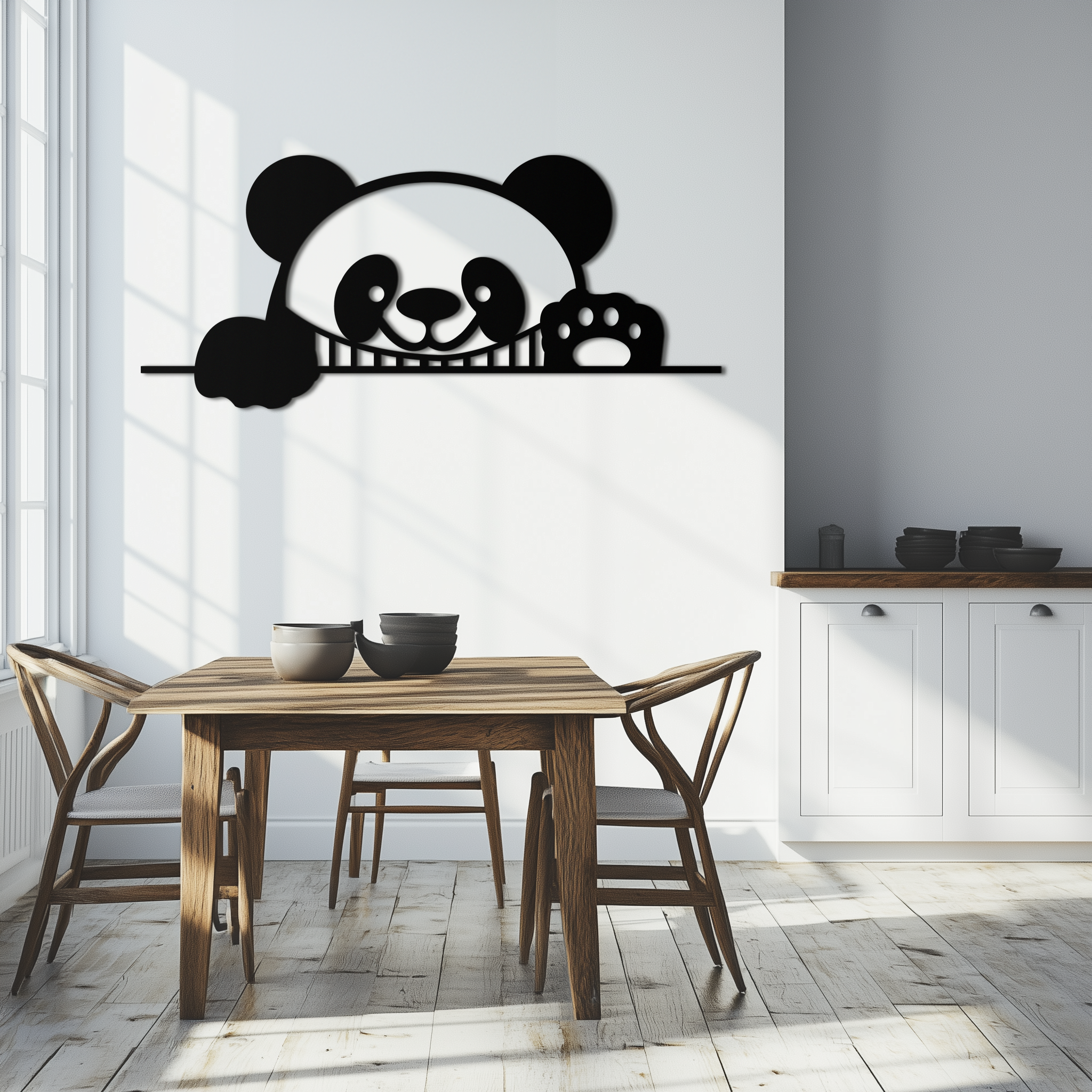 Metal Panda Wall Art - Cute Geometric Minimalist Modern Design