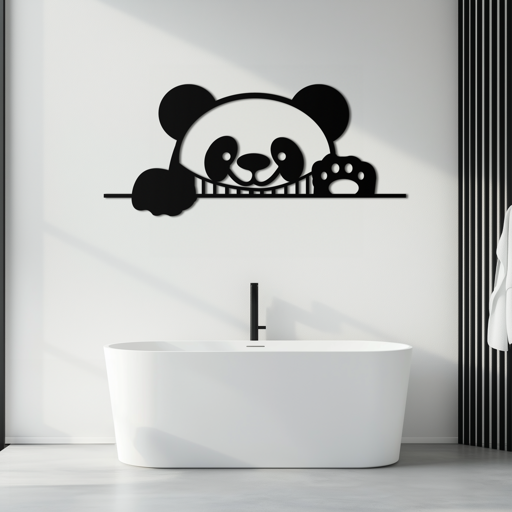 Metal Panda Wall Art - Cute Geometric Minimalist Modern Design