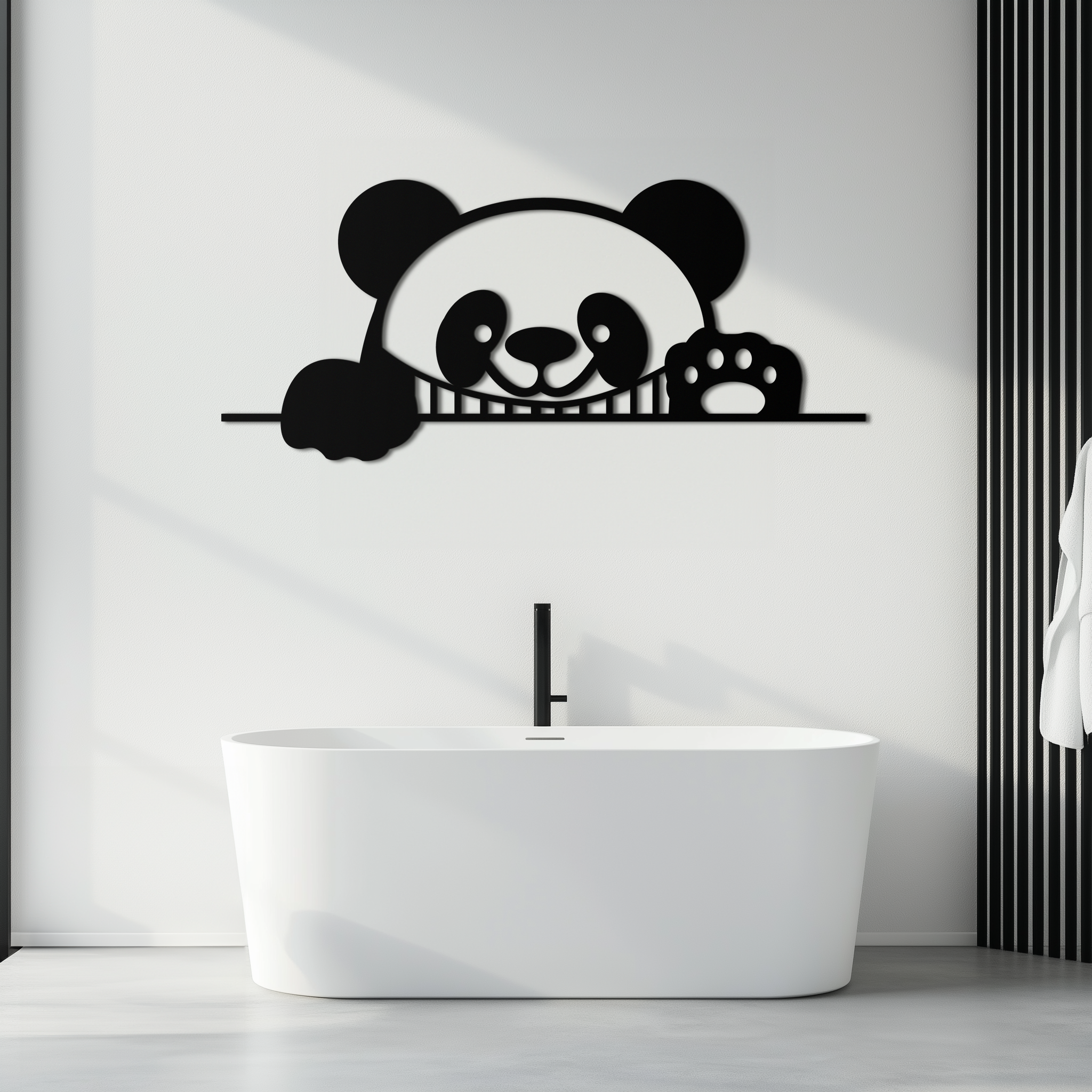 Metal Panda Wall Art - Cute Geometric Minimalist Modern Design