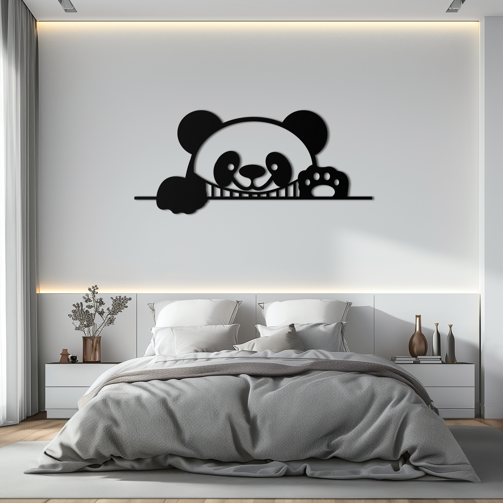 Metal Panda Wall Art - Cute Geometric Minimalist Modern Design