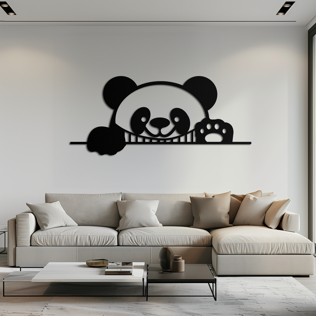 Metal Panda Wall Art - Cute Geometric Minimalist Modern Design