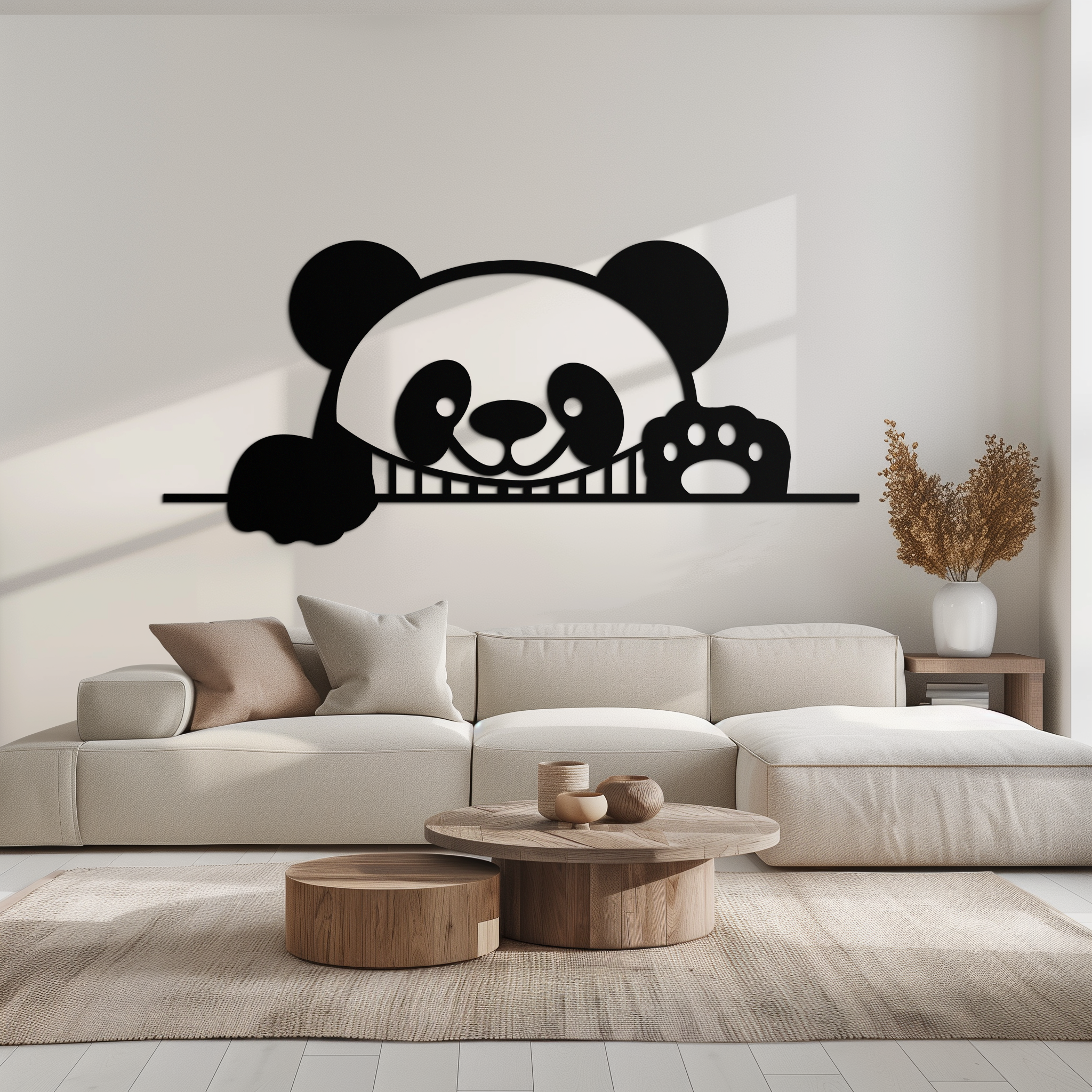 Metal Panda Wall Art - Cute Geometric Minimalist Modern Design