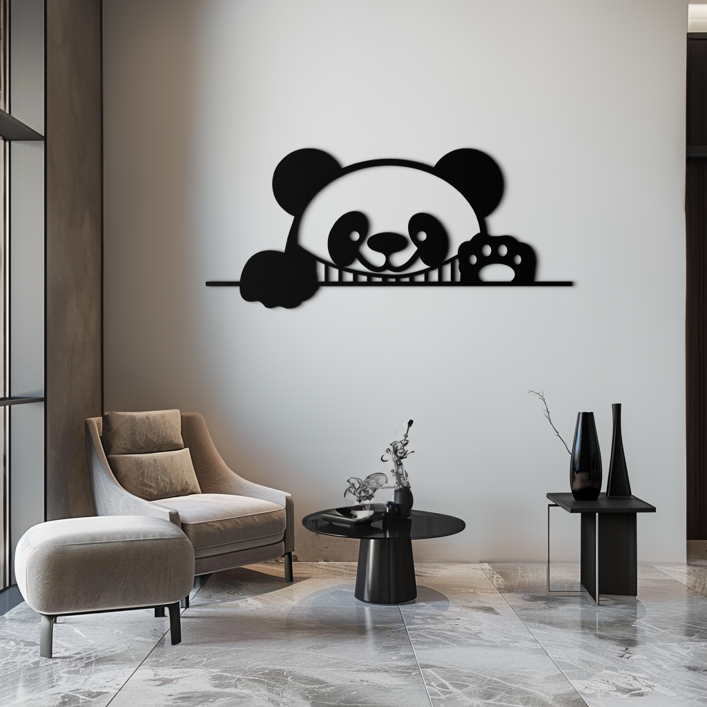 Metal Panda Wall Art - Cute Geometric Minimalist Modern Design