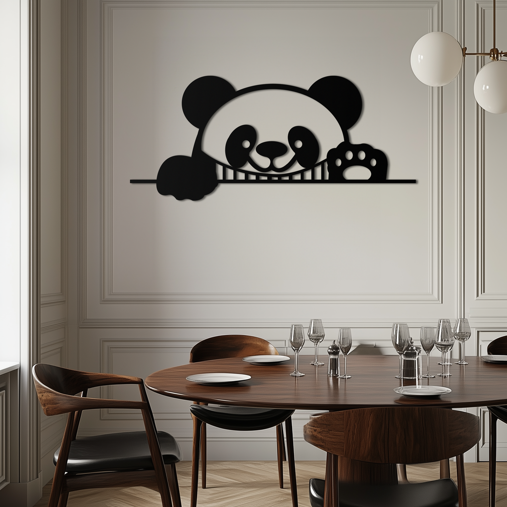 Metal Panda Wall Art - Cute Geometric Minimalist Modern Design
