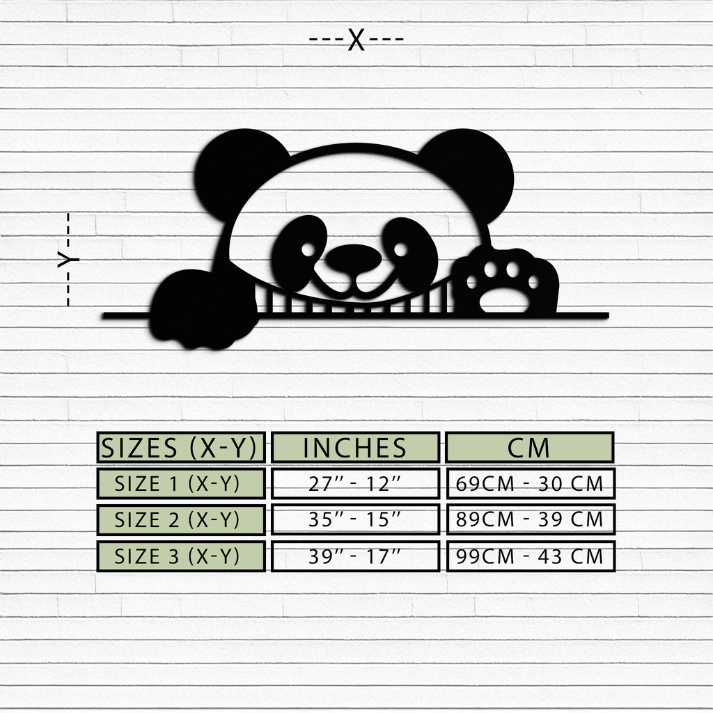 Metal Panda Wall Art - Cute Geometric Minimalist Modern Design