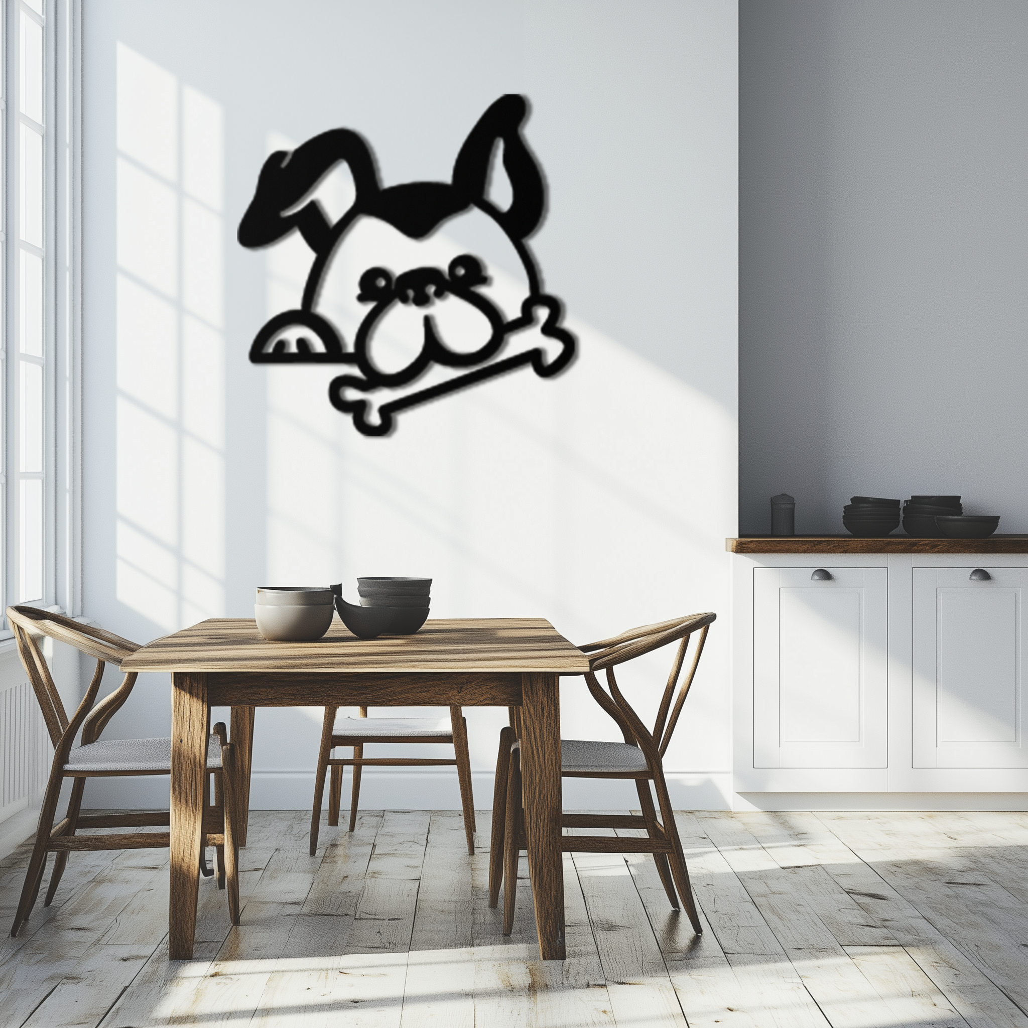 Metal Dog Holding Bone Wall Art - Charming Playful Pet Home Decor Wall Accent