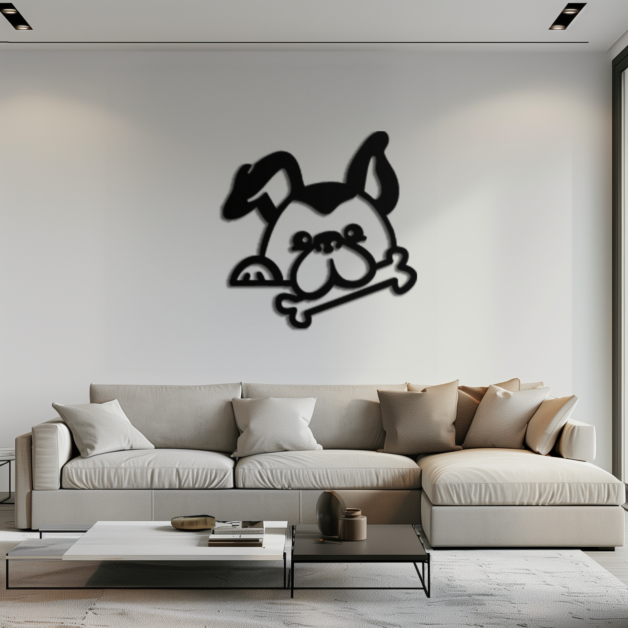 Metal Dog Holding Bone Wall Art - Charming Playful Pet Home Decor Wall Accent