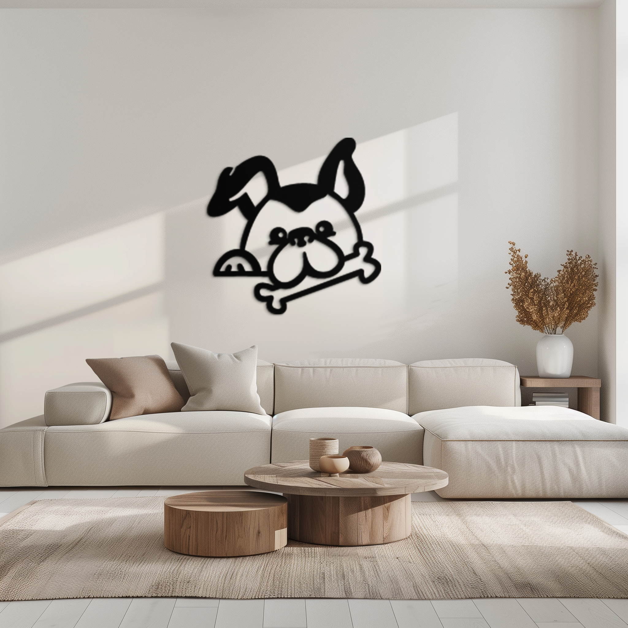 Metal Dog Holding Bone Wall Art - Charming Playful Pet Home Decor Wall Accent