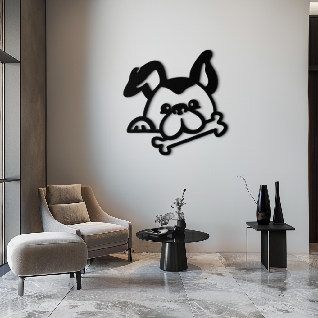 Metal Dog Holding Bone Wall Art - Charming Playful Pet Home Decor Wall Accent