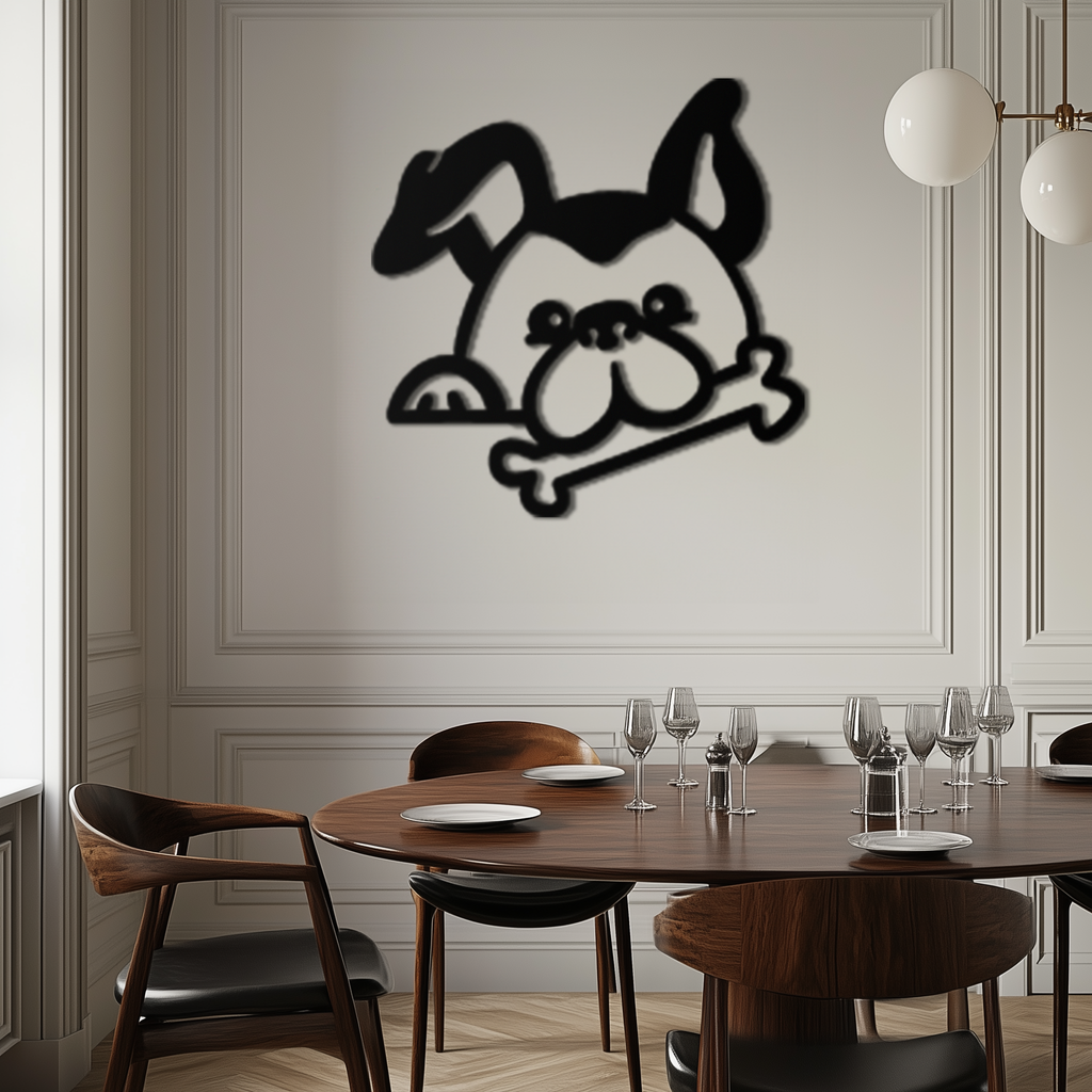 Metal Dog Holding Bone Wall Art - Charming Playful Pet Home Decor Wall Accent
