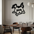 Metal Dog Holding Bone Wall Art - Charming Playful Pet Home Decor Wall Accent