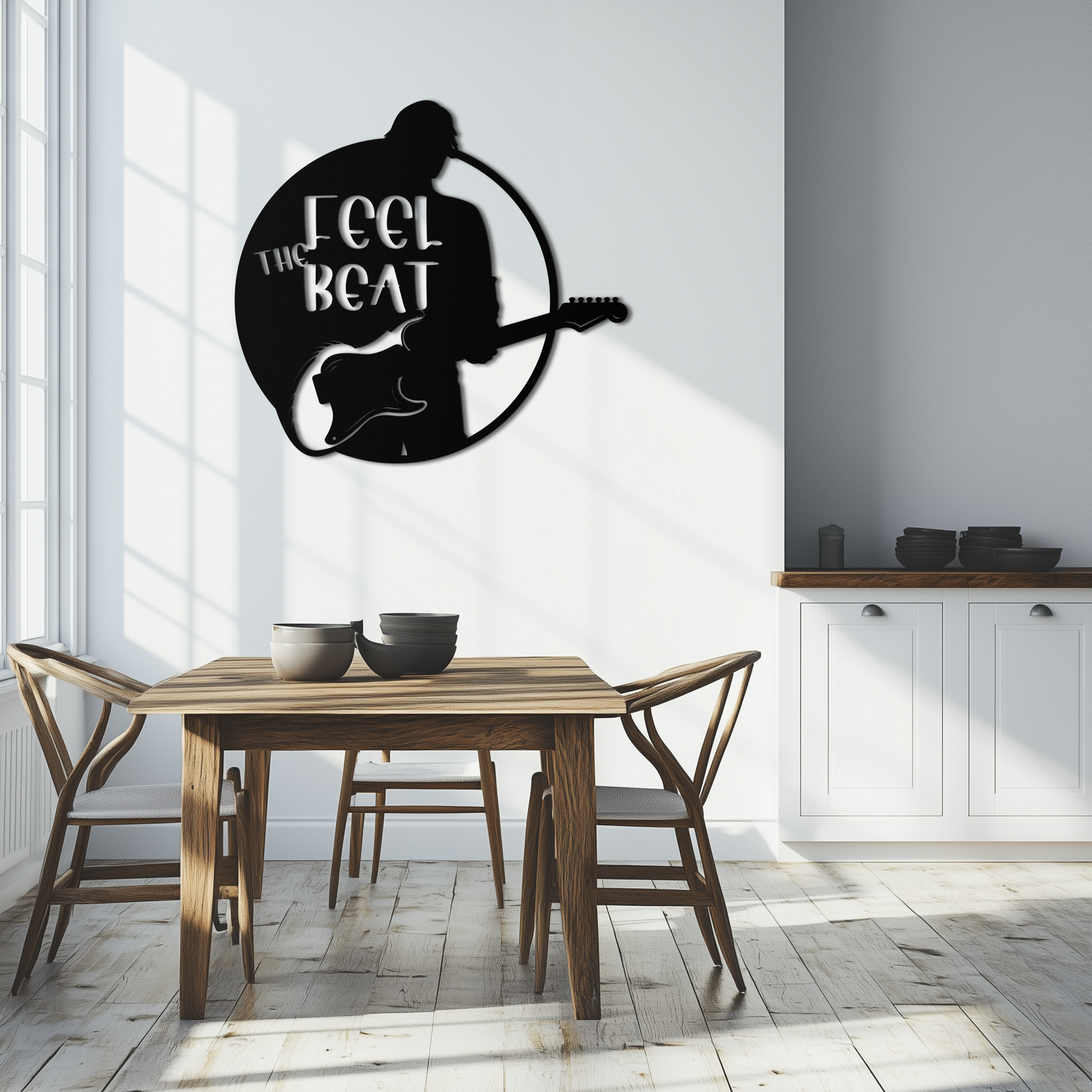 Metal Wall Art Guitarist Silhouette Premium Steel Modern Music Inspired Home Decor