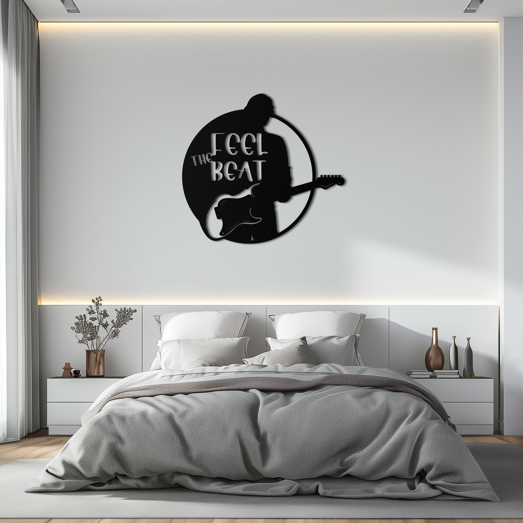 Metal Wall Art Guitarist Silhouette Premium Steel Modern Music Inspired Home Decor