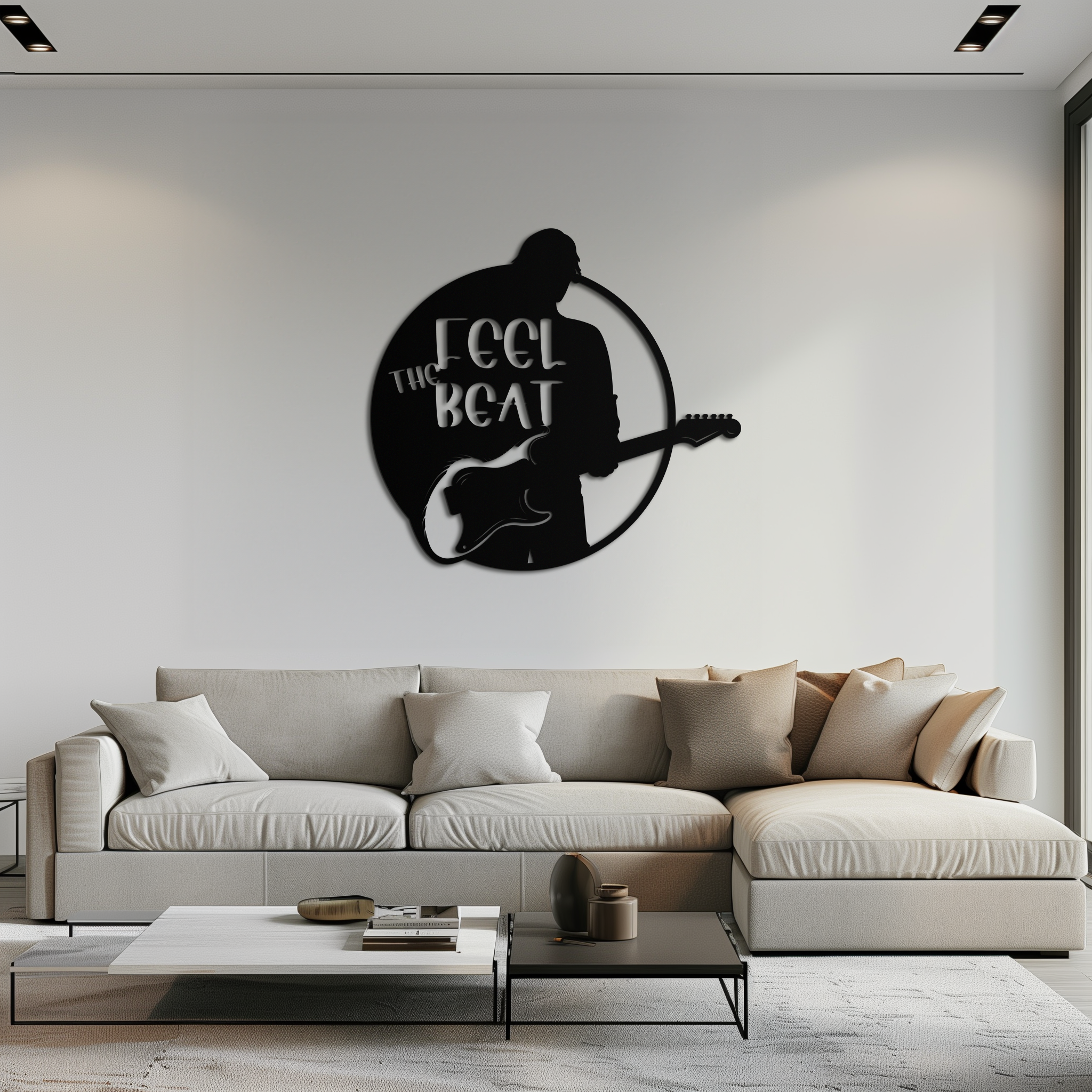 Metal Wall Art Guitarist Silhouette Premium Steel Modern Music Inspired Home Decor