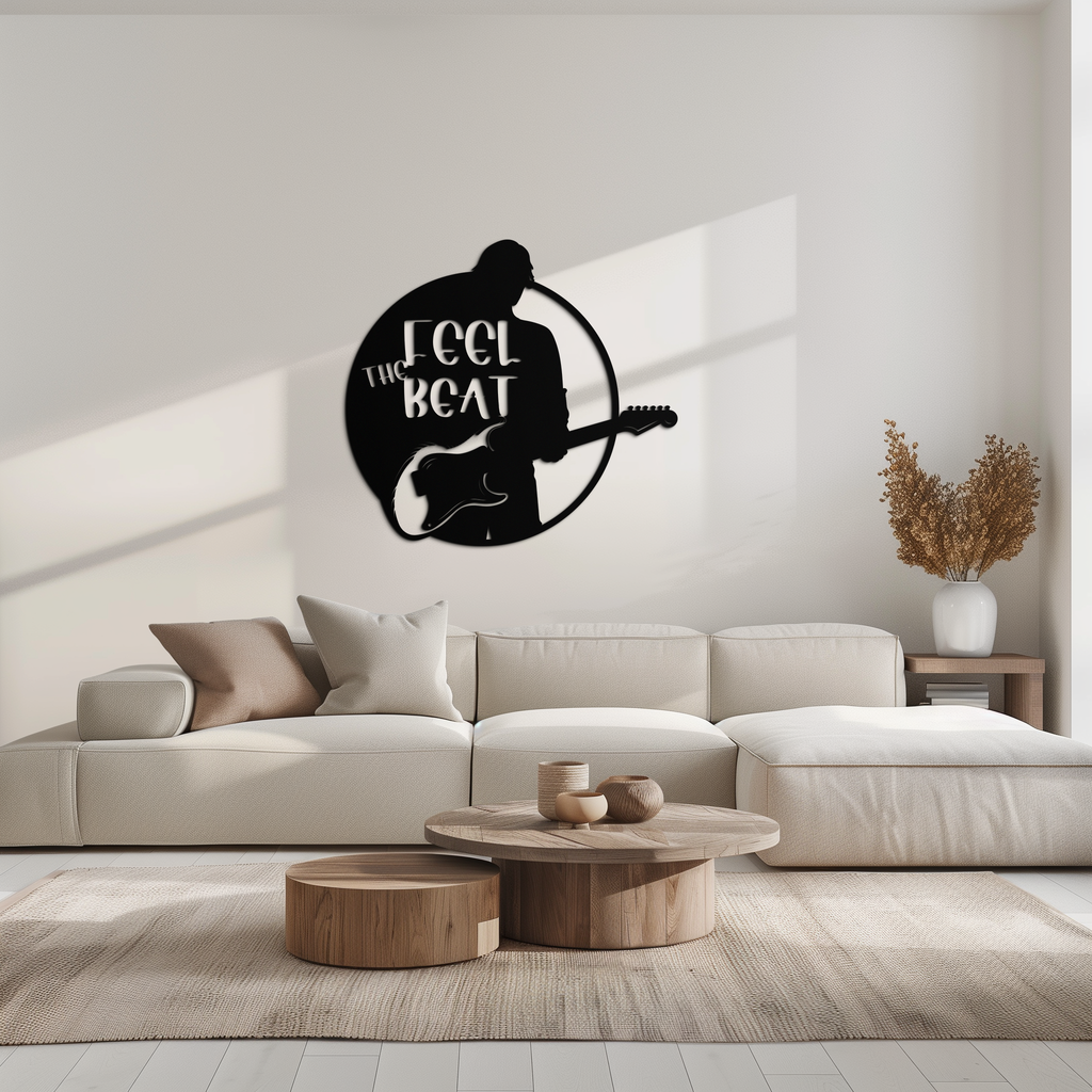 Metal Wall Art Guitarist Silhouette Premium Steel Modern Music Inspired Home Decor