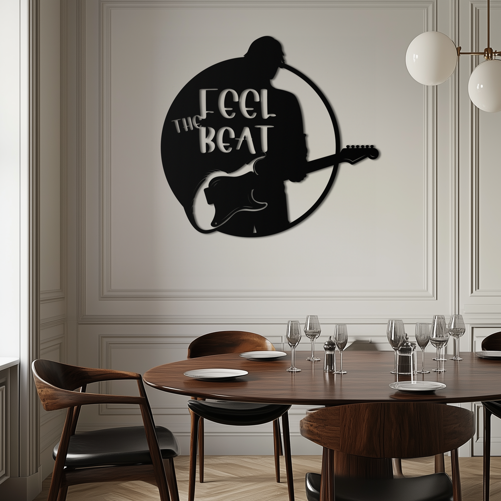 Metal Wall Art Guitarist Silhouette Premium Steel Modern Music Inspired Home Decor