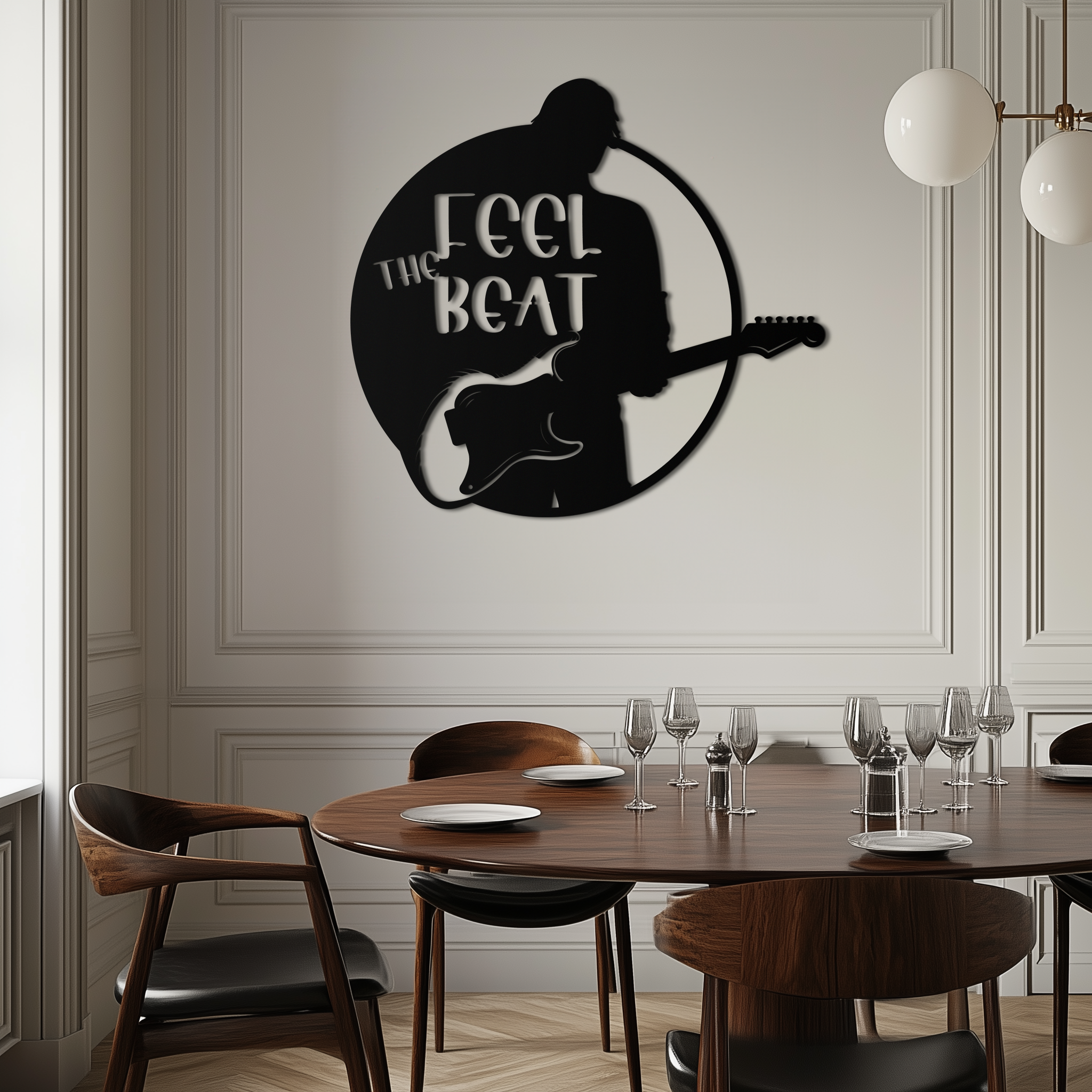 Metal Wall Art Guitarist Silhouette Premium Steel Modern Music Inspired Home Decor