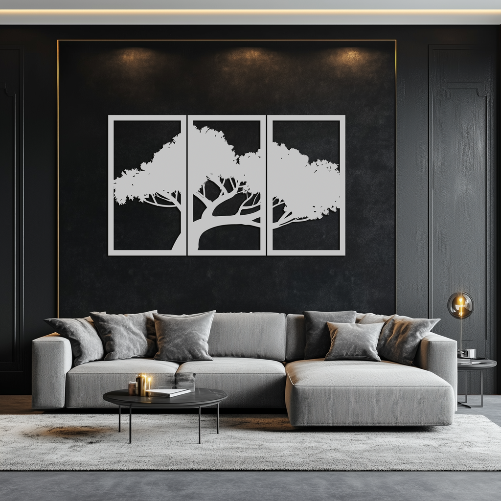 Premium Steel Tree Silhouette Wall Art Modern Inspired Decor