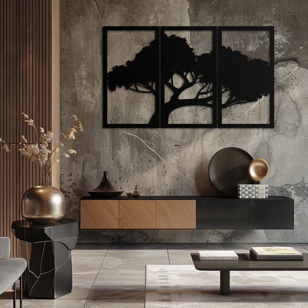 Premium Steel Tree Silhouette Wall Art Modern Inspired Decor