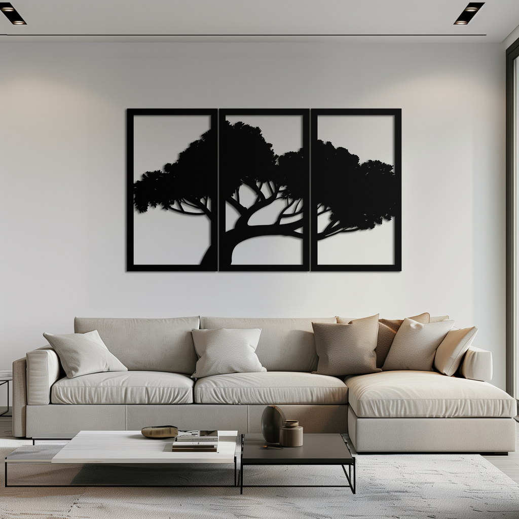 Premium Steel Tree Silhouette Wall Art Modern Inspired Decor