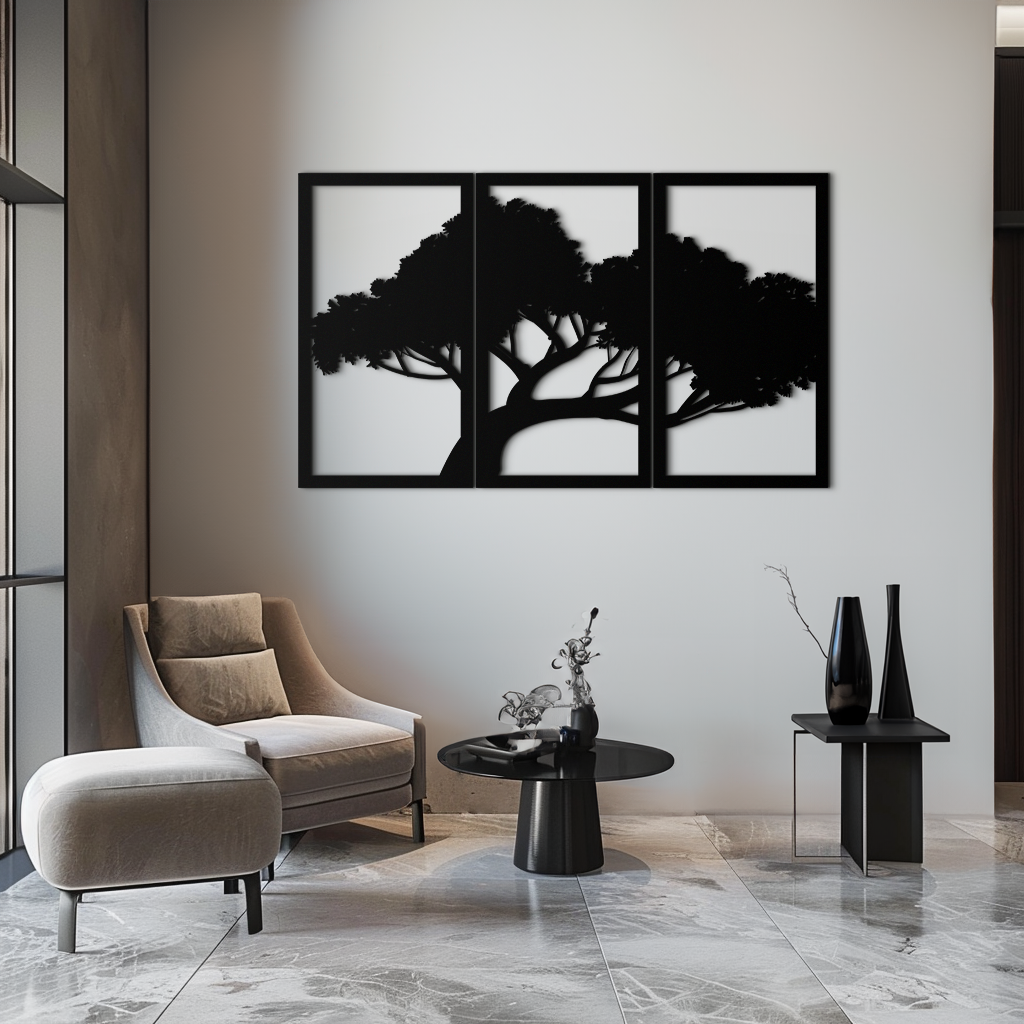 Premium Steel Tree Silhouette Wall Art Modern Inspired Decor