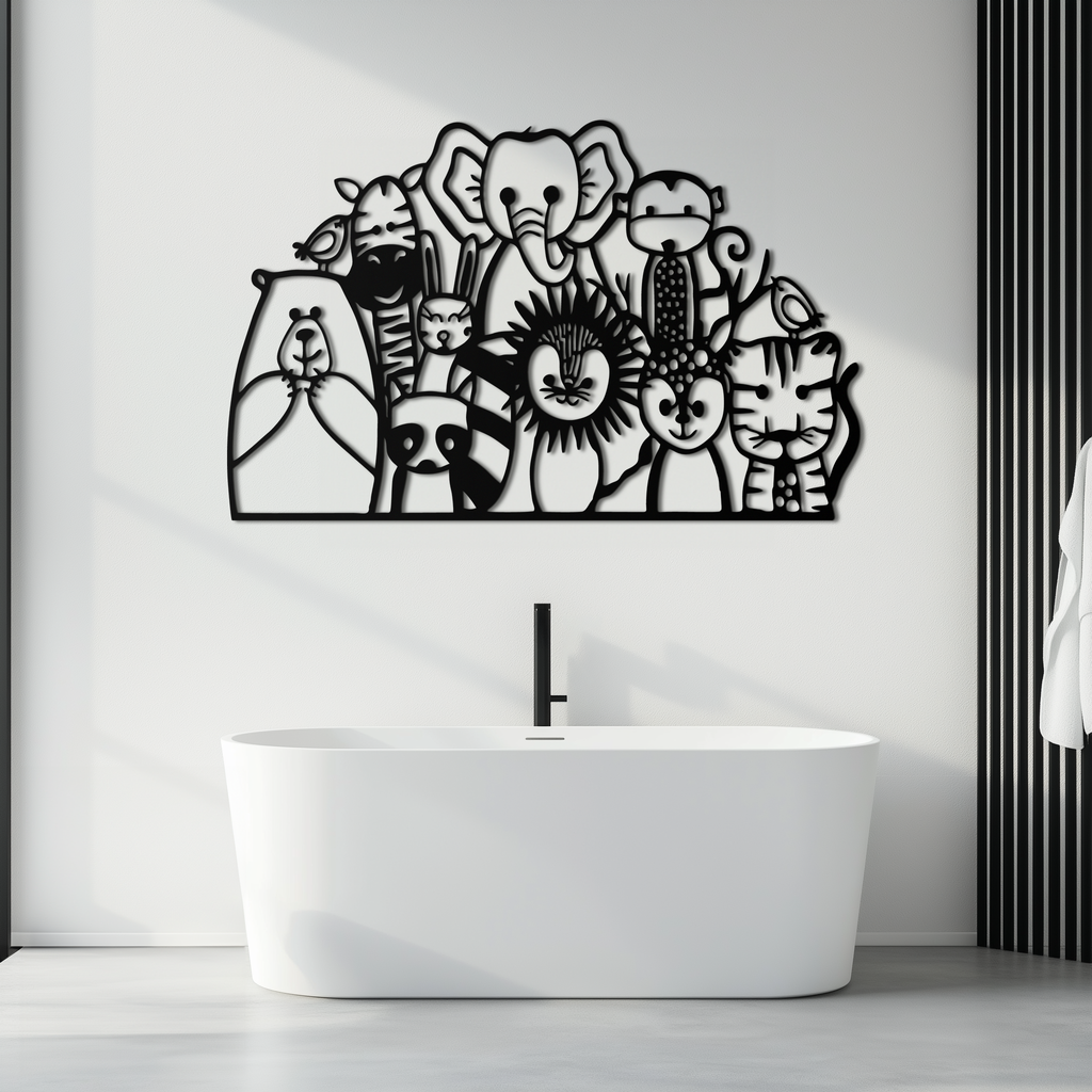 Metal Wall Art Jungle Safari Cute Colorful Animals Kids Room Playroom Home Decor