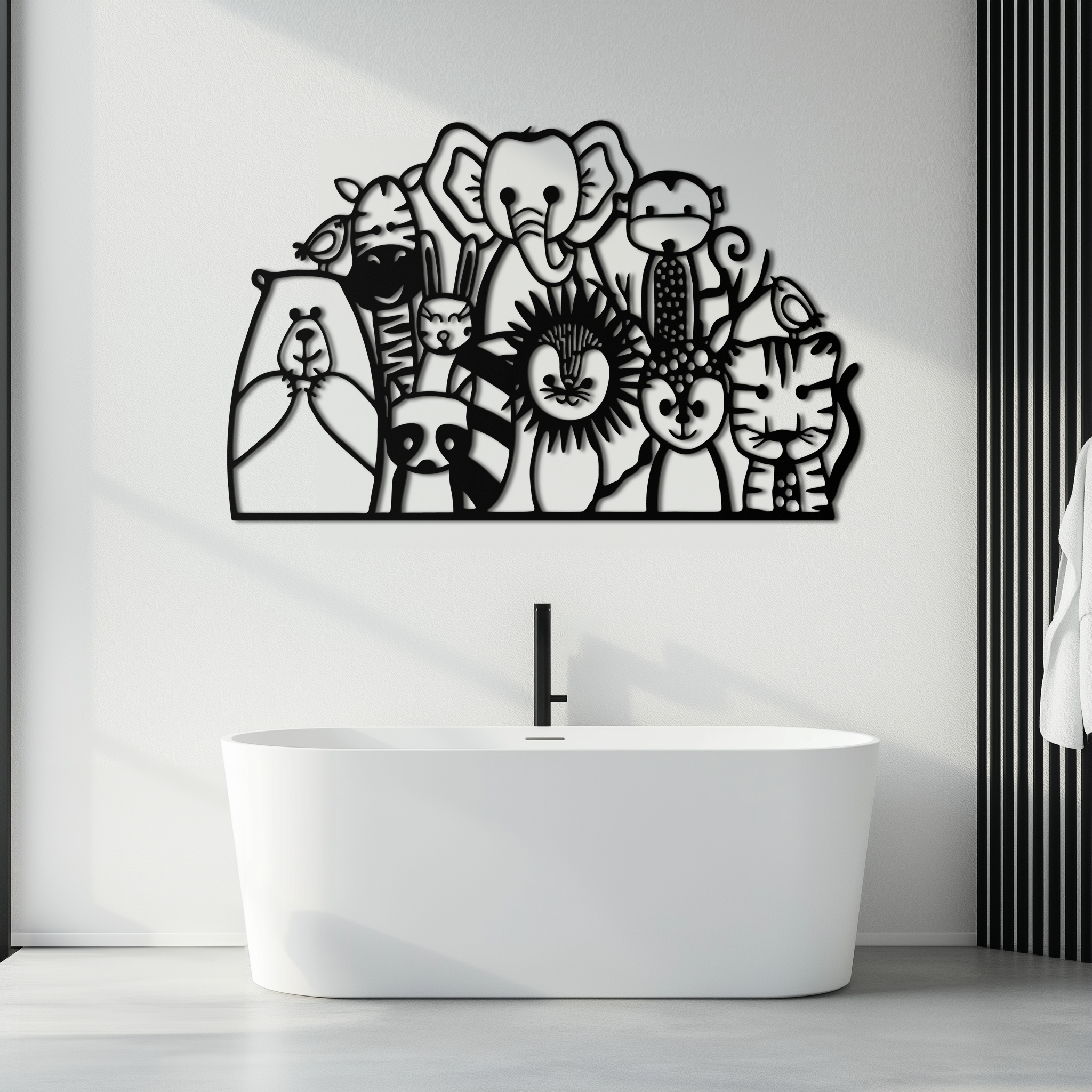 Metal Wall Art Jungle Safari Cute Colorful Animals Kids Room Playroom Home Decor