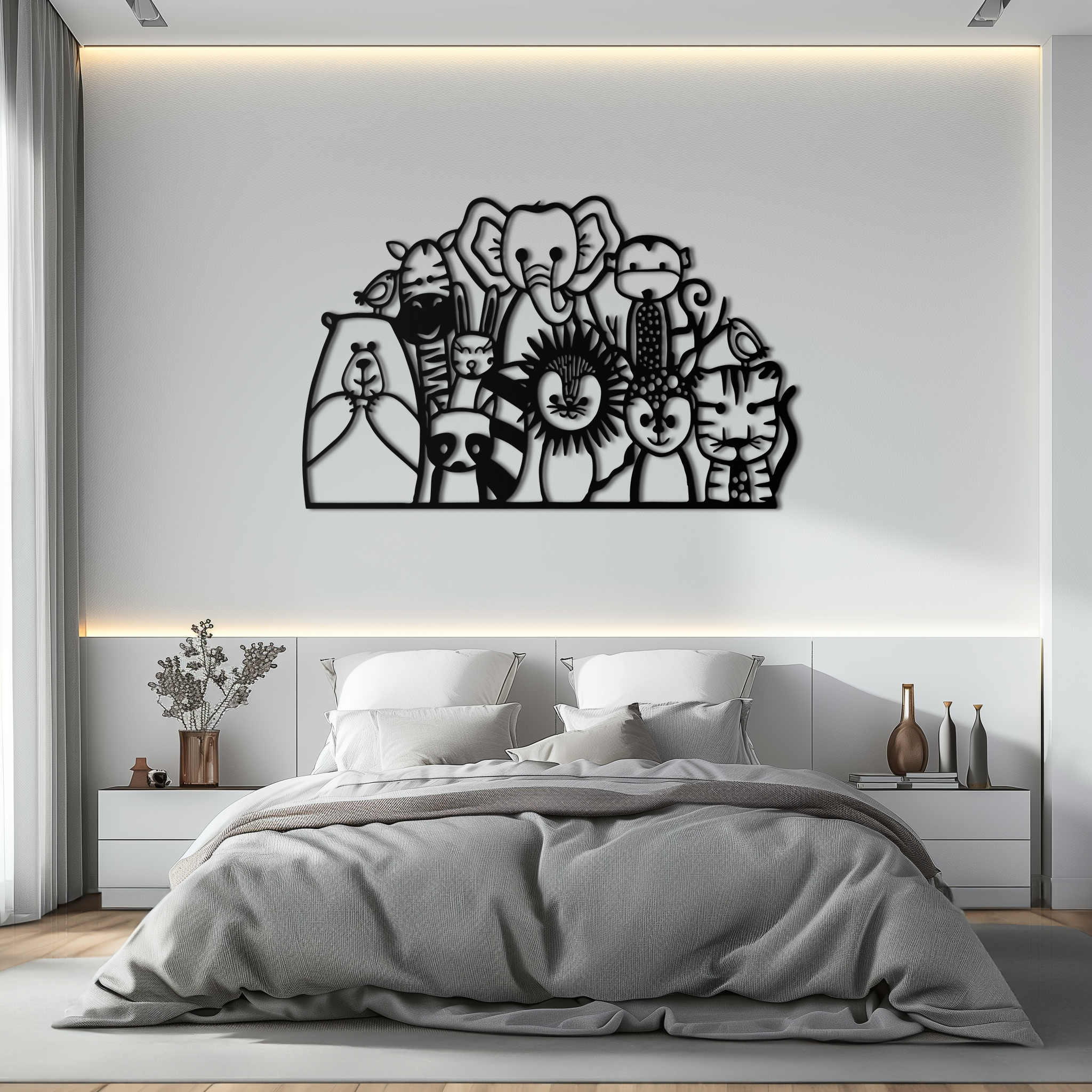 Metal Wall Art Jungle Safari Cute Colorful Animals Kids Room Playroom Home Decor