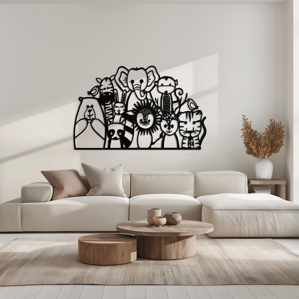 Metal Wall Art Jungle Safari Cute Colorful Animals Kids Room Playroom Home Decor