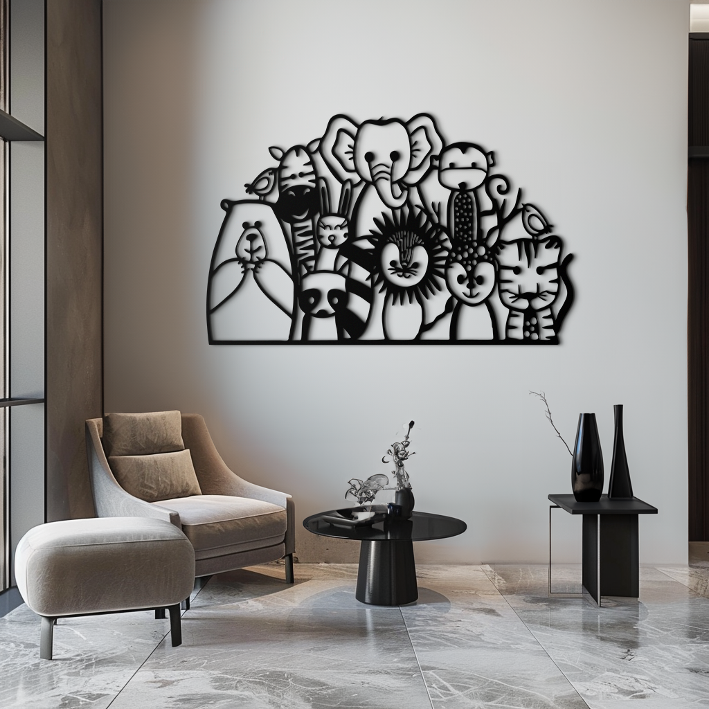 Metal Wall Art Jungle Safari Cute Colorful Animals Kids Room Playroom Home Decor