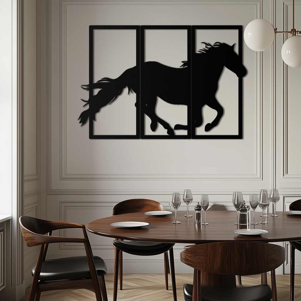 Galloping Horse Metal Wall Art 3-Panel Western Farmhouse Decor