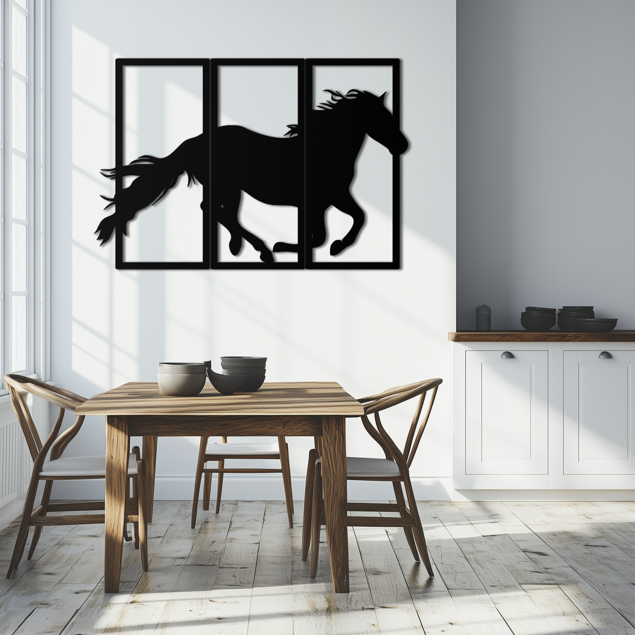Galloping Horse Metal Wall Art 3-Panel Western Farmhouse Decor