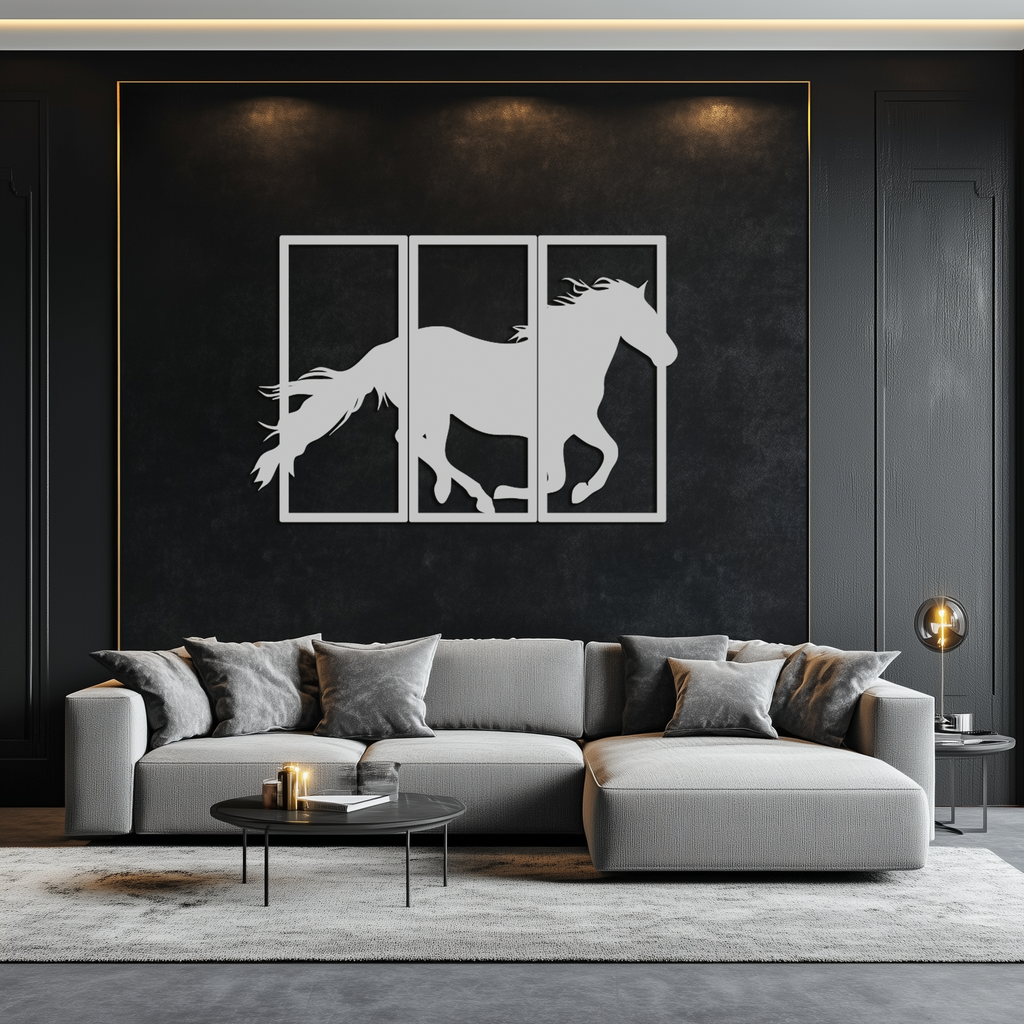 Galloping Horse Metal Wall Art 3-Panel Western Farmhouse Decor