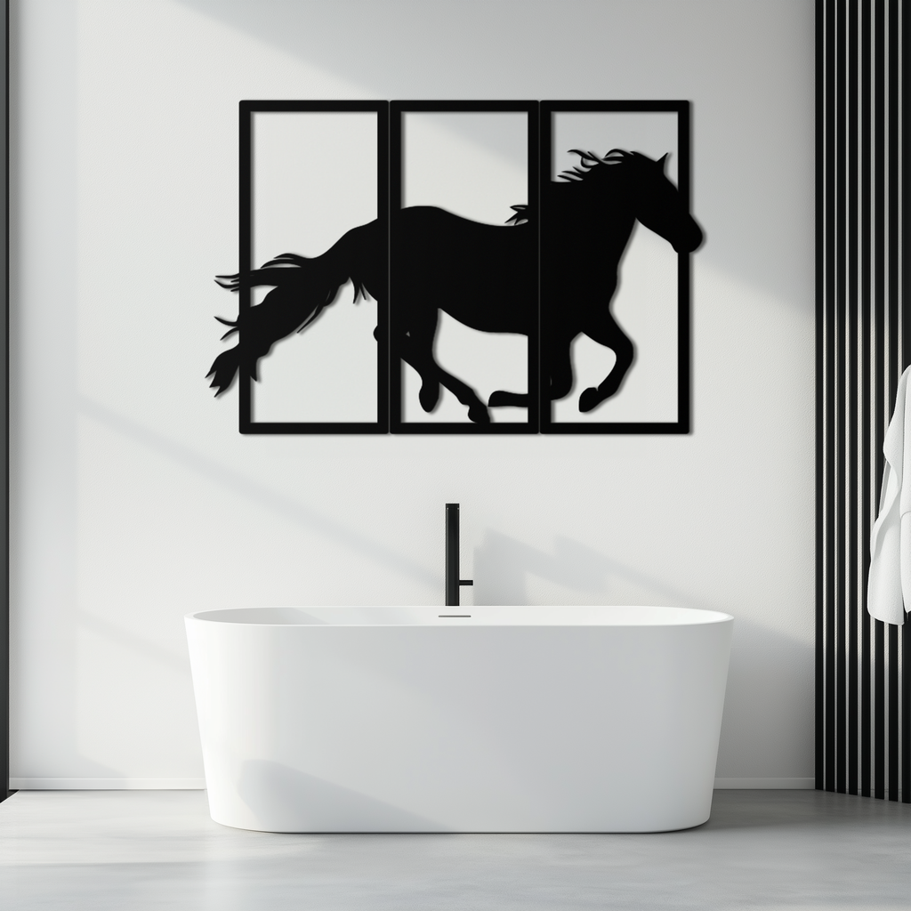 Galloping Horse Metal Wall Art 3-Panel Western Farmhouse Decor