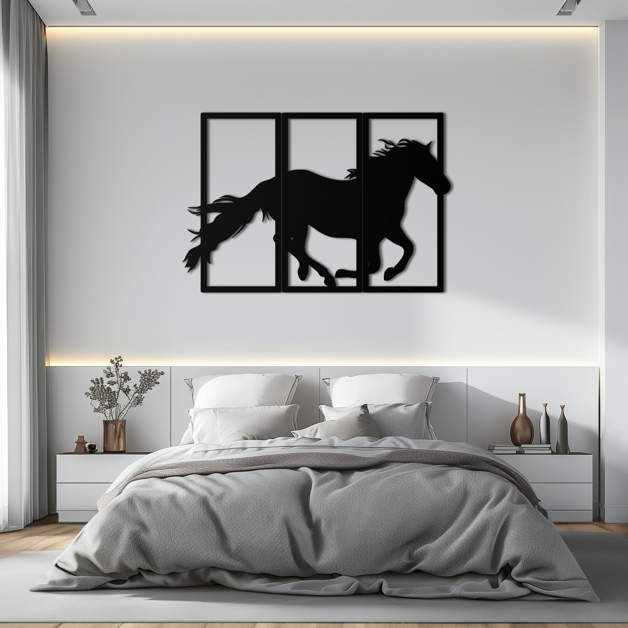 Galloping Horse Metal Wall Art 3-Panel Western Farmhouse Decor