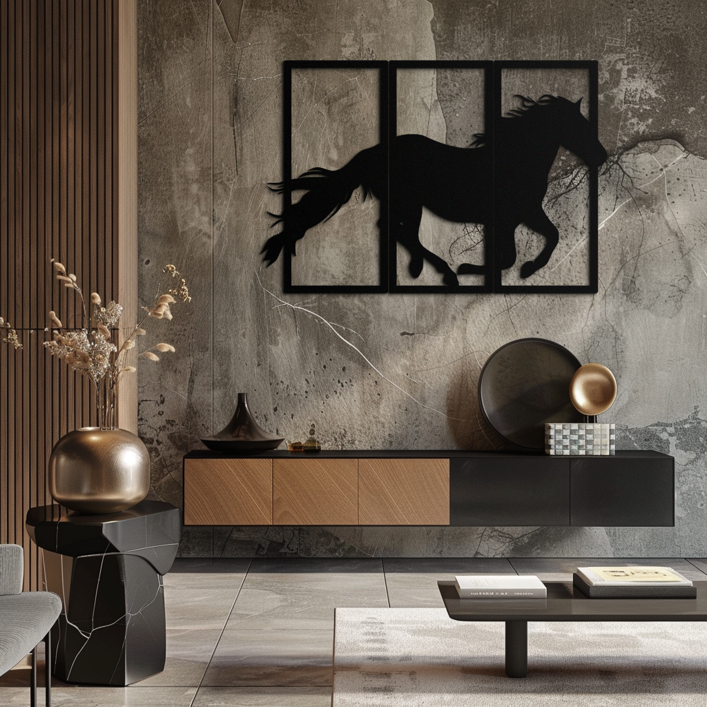 Galloping Horse Metal Wall Art 3-Panel Western Farmhouse Decor