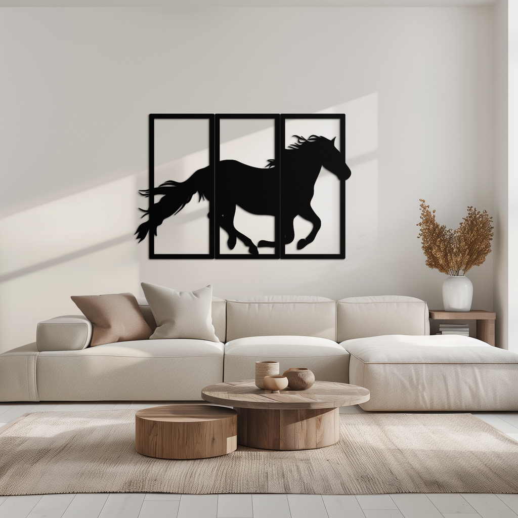Galloping Horse Metal Wall Art 3-Panel Western Farmhouse Decor
