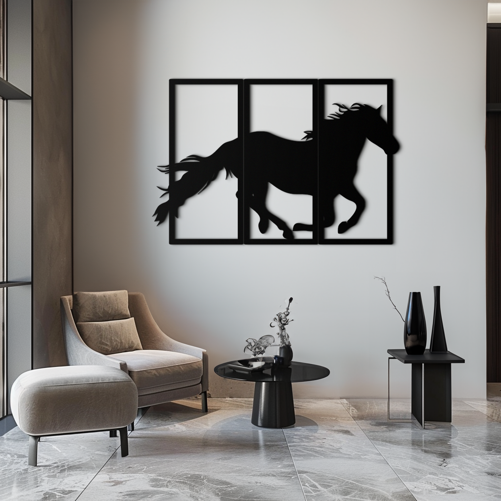 Galloping Horse Metal Wall Art 3-Panel Western Farmhouse Decor